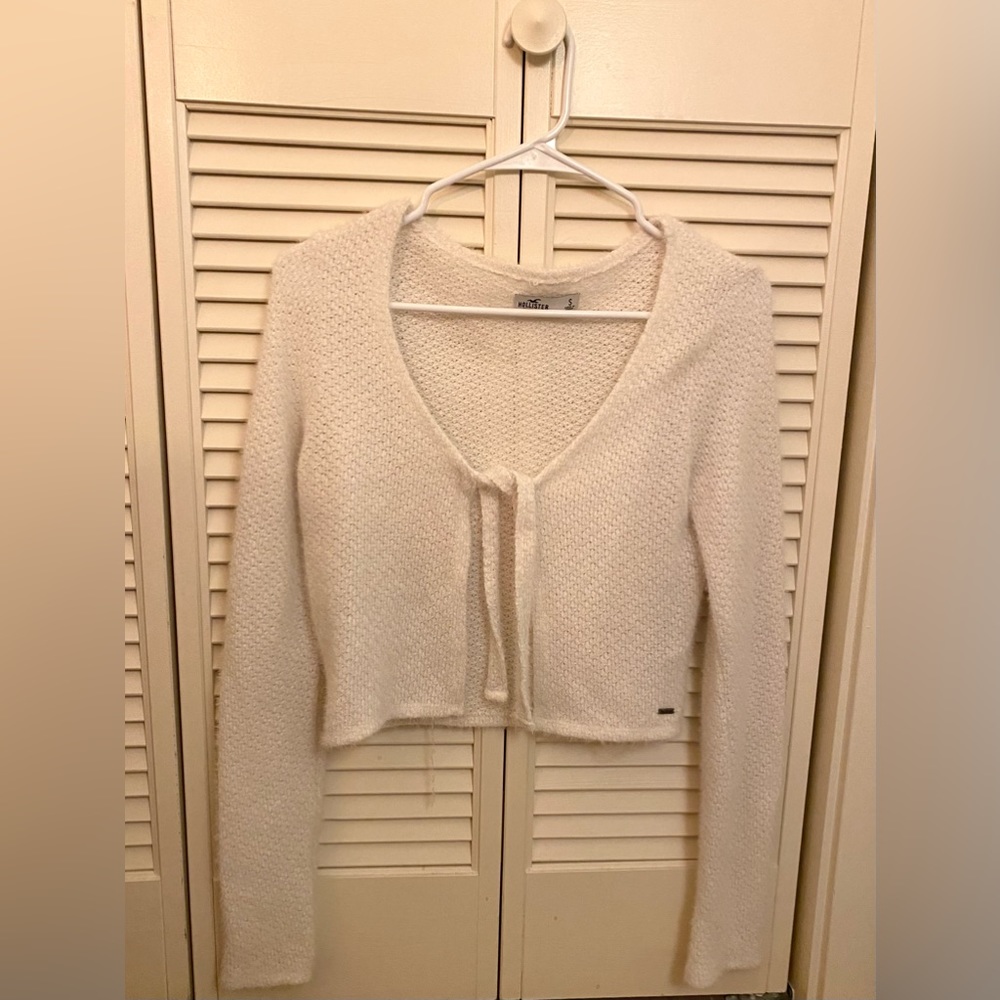 Hollister White Front Tie Visit Sweater
